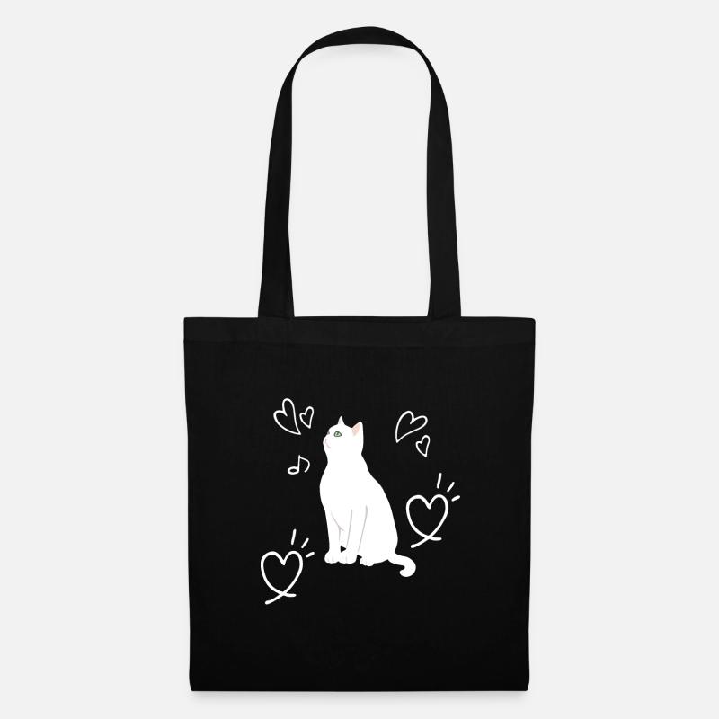 Katze Liebe Herz Kätzchen Kinder - Stoffbeutel - Schwarz