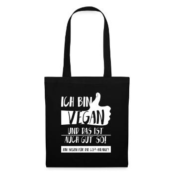 Klima Vegan Daumen hoch SabineVegan HerzAufShirt - Stoffbeutel - Schwarz - Vorne
