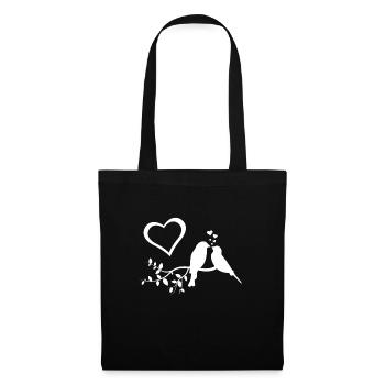 Coeur Oiseau Oiseaux d’Amour Oiseaux - Sac en tissu - noir - Devant