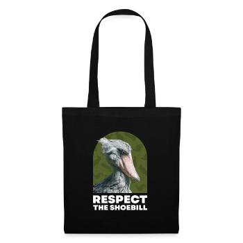 Respect the Shoebill Schuhschnabel Vogel - Stoffbeutel - Schwarz - Vorne