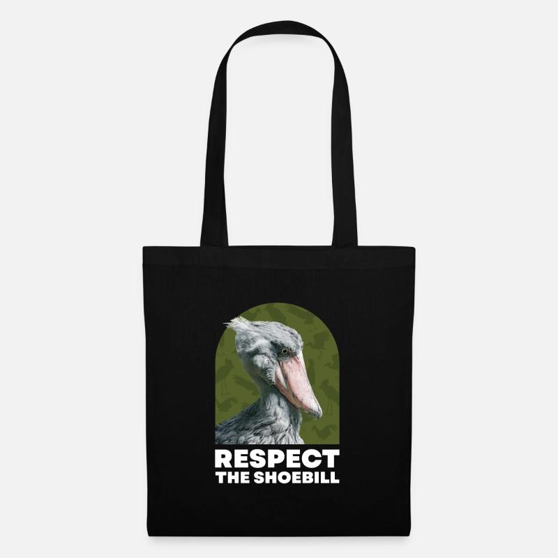 Respect the Shoebill Schuhschnabel Vogel - Stoffbeutel - Schwarz