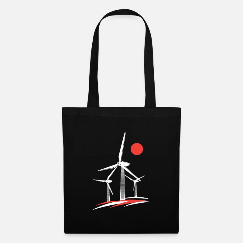 Windrad Windpower Windkraft Windenergie - Stoffbeutel - Schwarz