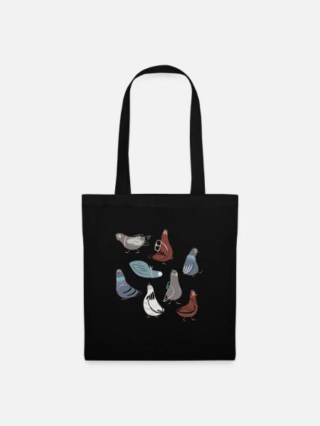 Divertidas palomas lindas niños paloma - Bolsa de tela - negro