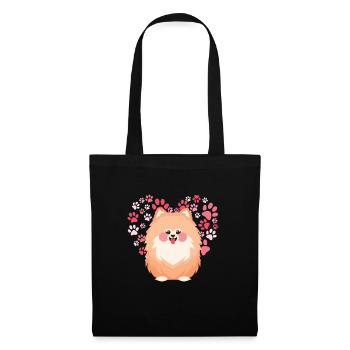 Pomeranian Heart Miniature Spitz Dog Puppy - Tote Bag - black - Front