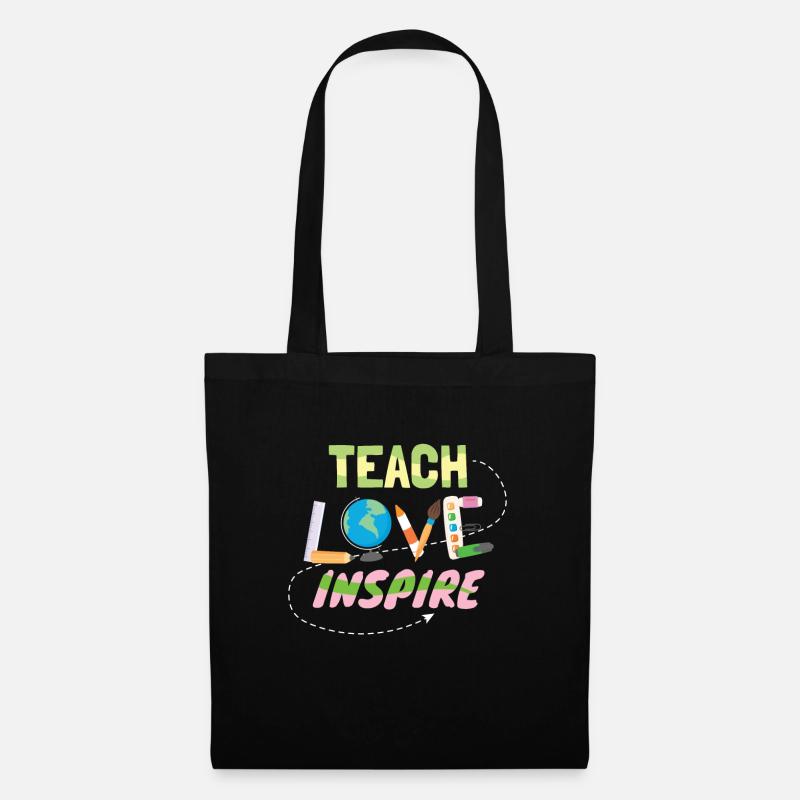 Tech Love Inspire Lehrer Lehrerin Schule - Stoffbeutel - Schwarz