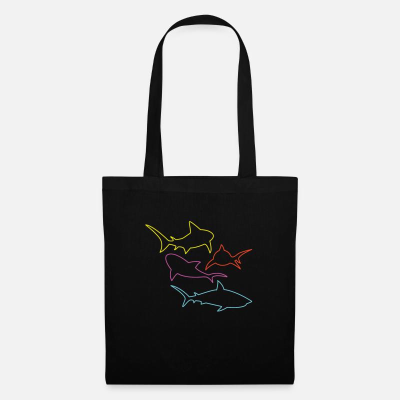 Requin Poisson Requin coloré - Sac en tissu - noir