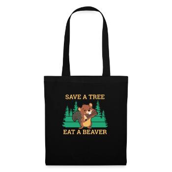 Save A Tree Eat A Beaver Biber Nager - Stoffbeutel - Schwarz - Vorne