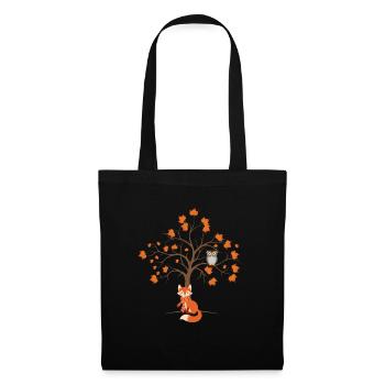 Autumn Fox Owl Fall Autumn Leaves - Tote Bag - black - Front