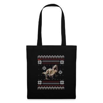 Noël moche Dino Trex Weihnacht - Sac en tissu - noir - Devant