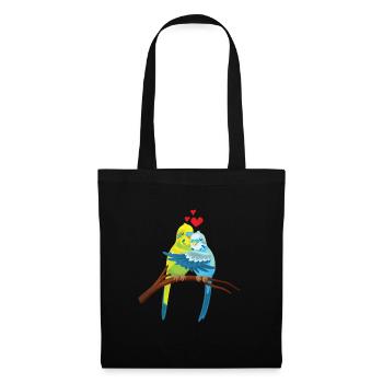 Cute Budgie Love Heart Bird - Tote Bag - black - Front
