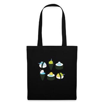 Perruche mignonne Sushi Japon Kawaii - Sac en tissu - noir - Devant