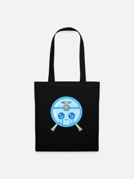 Trauriger Saugroboter Staubsauger Kawaii - Stoffbeutel - Schwarz