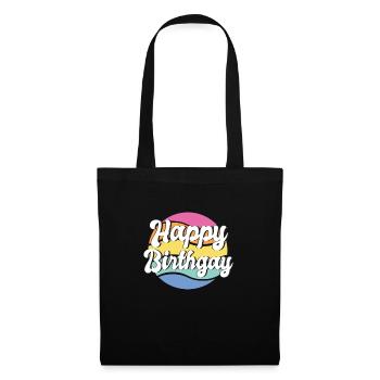 Happy Birthgay LGBTQ Farbenpracht - Stoffbeutel - Schwarz - Vorne