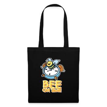 Clock Bee on Time Funny Graphic - Tote Bag - black - Front