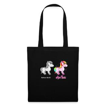 Reiki Einhorn Meditation Japanisch Lotusblume - Stoffbeutel - Schwarz - Vorne