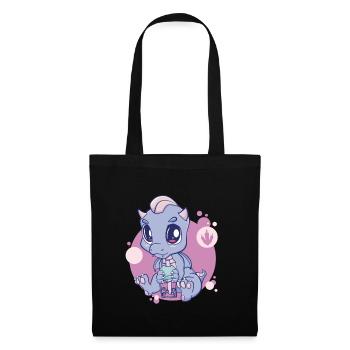 Cute Anime Dragon Boba Bubble Tea Pearl Milk - Tote Bag - black - Front