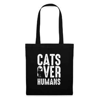 Katzen Immer Menschen - Stoffbeutel - Schwarz - Vorne