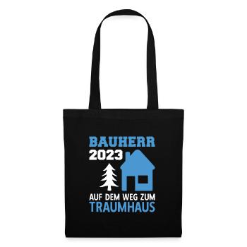 Auf Dem Weg Zum Traumhaus Bauleiter 2023 - Stoffbeutel - Schwarz - Vorne
