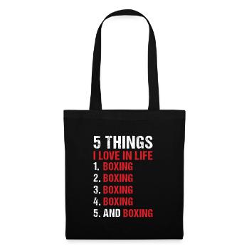 Sport 5 choses que j’aime dans la vie Boxe - Sac en tissu - noir - Devant