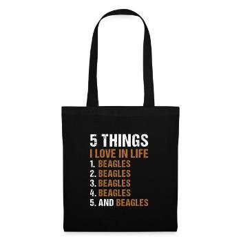 5 choses que j’aime dans la vie Beagle - Sac en tissu - noir - Devant