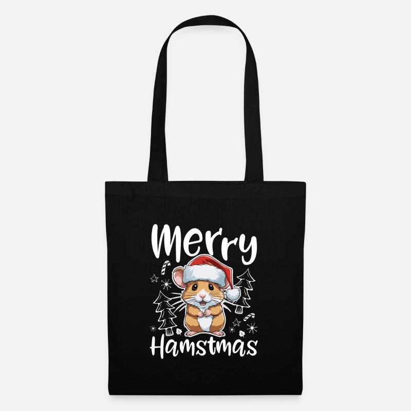 Fröhliche Hamster Weihnachten - Stoffbeutel - Schwarz