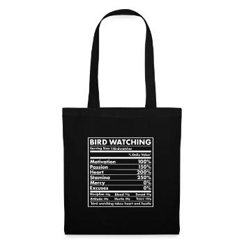 Bird Watcher Nutrition Bird Watching - Stoffbeutel - Schwarz - Vorne