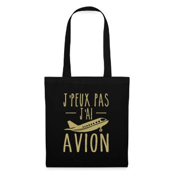 Ich kann nicht Ich habe Flugzeug Humor Luftfahrt Geschenk - Stoffbeutel - Schwarz - Vorne