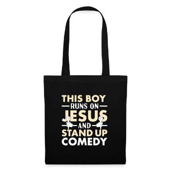 Un comédien s’appuie sur Jésus et fait du stand-up - Sac en tissu - noir - Devant