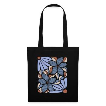 Boho Blumen Frühling Sommer Garten Natur - Stoffbeutel - Schwarz - Vorne