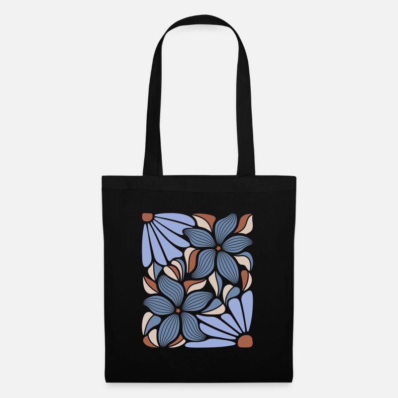 Boho Blumen Frühling Sommer Garten Natur - Stoffbeutel - Schwarz