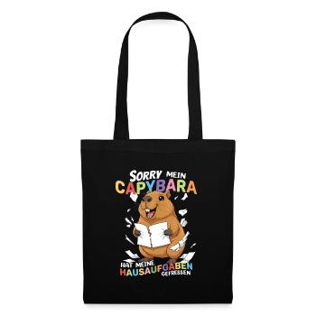 Capybara Hausaufgaben Gefressen - Stoffbeutel - Schwarz - Vorne