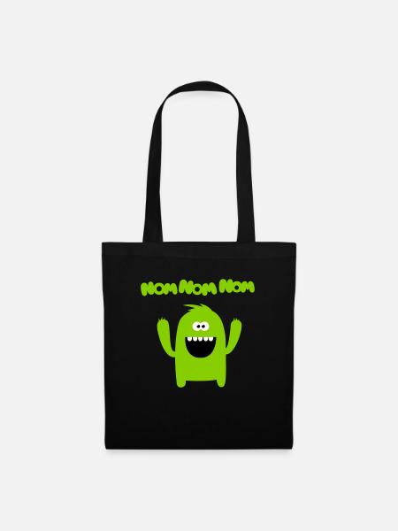Om nom nom nom - Monster - Stoffbeutel - Schwarz