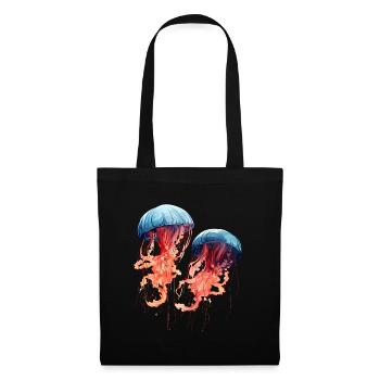 Méduse aquarelle rose bleu oeuvre - Sac en tissu - noir - Devant