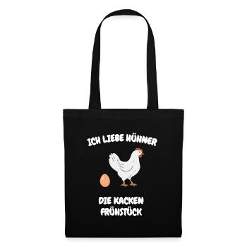 Spruch Bäuerin Bauern Huhn Henne Hahn Hühner - Stoffbeutel - Schwarz - Vorne
