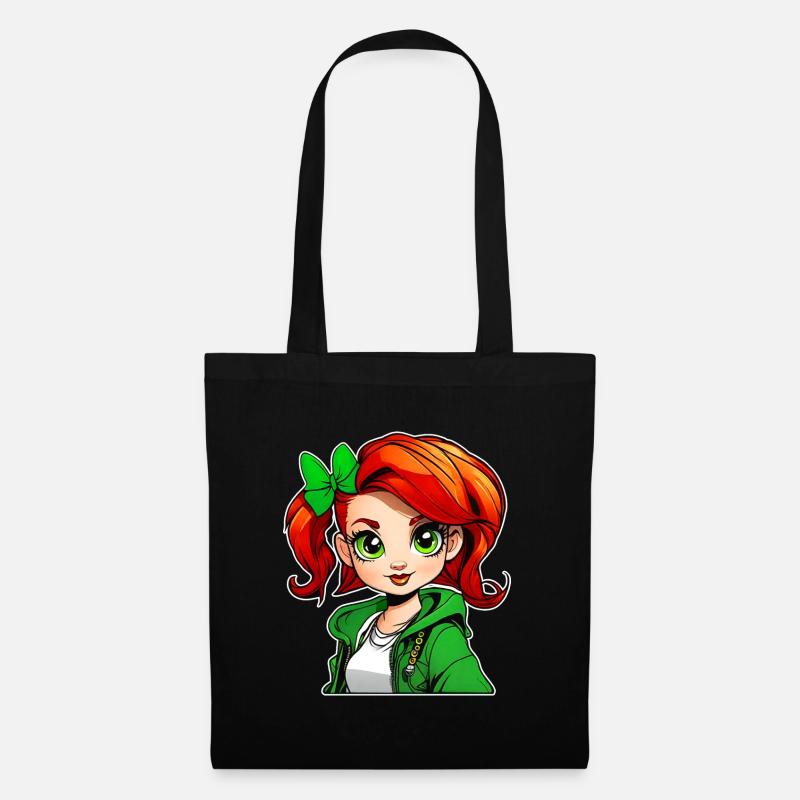 Niedliches irisches rothaariges Mädchen - Stoffbeutel - Schwarz