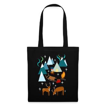 Sami dans le nord de la Norvège la nuit avec des lumières polaires - Sac en tissu - noir - Devant