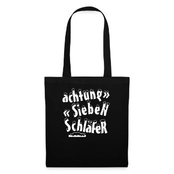 achtung siebenschläfer sieben schlaf - Stoffbeutel - Schwarz - Vorne