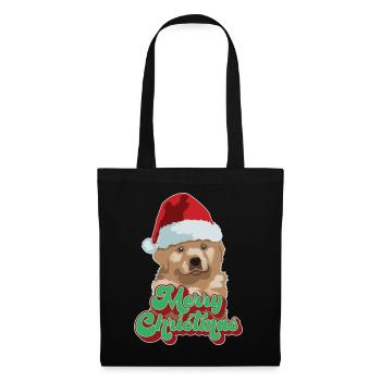 Cadeau de Noël Mignon Drôle de chien Chapeau de Père Noël Joyeux Noël - Sac en tissu - noir - Devant