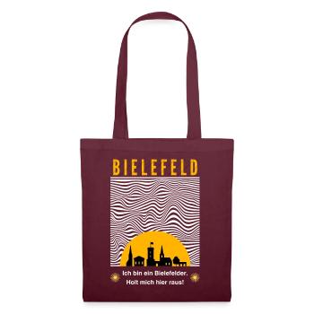 Bielefeld Shirt lustiger Spruch Skyline Geschenk - Stoffbeutel - Burgunderrot - Vorne