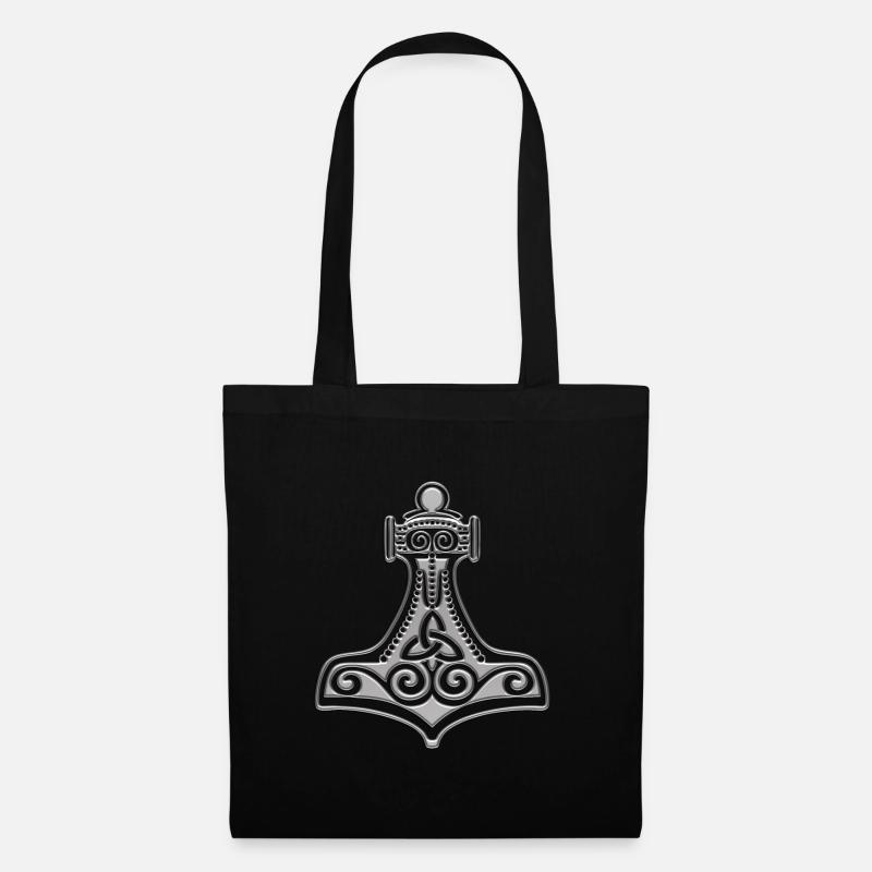 Mjollnir - Marteau de Thor avec double spirale et - Sac en tissu - noir