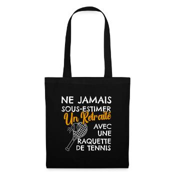 Cadeau Humour Tennis Homme Retraité - Sac en tissu - noir - Devant