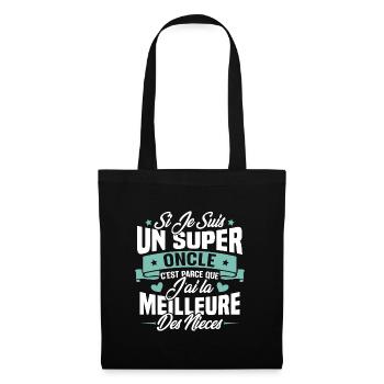 Super Oncle - Humour Cadeau Nièce Tonton - Sac en tissu - noir - Devant