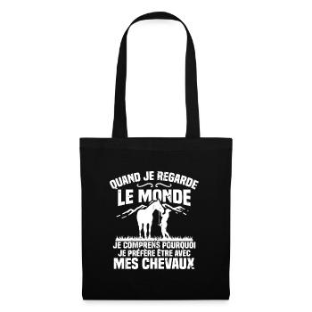 Je préfère être avec mes chevaux - Sac en tissu - noir - Devant