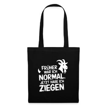 Früher war ich normal jetzt habe ich Ziegen - Stoffbeutel - Schwarz - Vorne