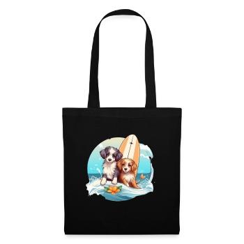Deux chiens de surf - Sac en tissu - noir - Devant
