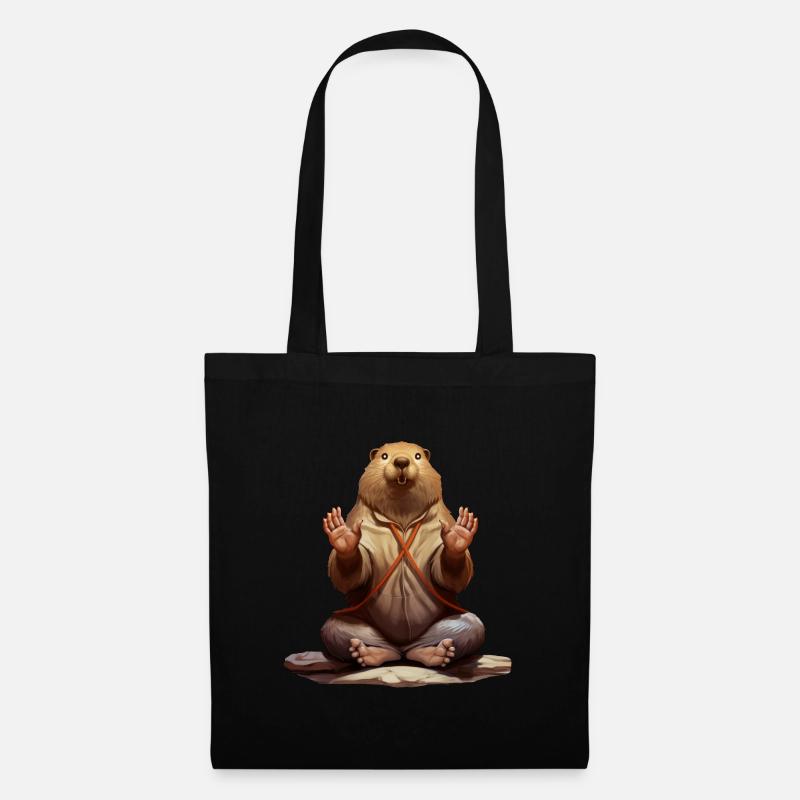 Biber Yoga - Stoffbeutel - Schwarz