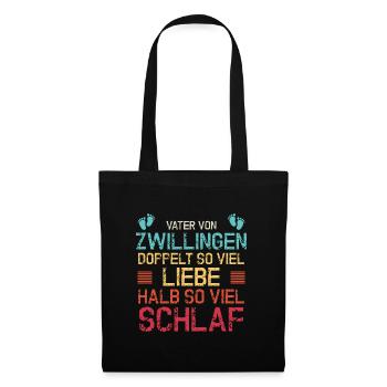 Vater von Zwillingen eineiige zweieiige Geschenk - Stoffbeutel - Schwarz - Vorne