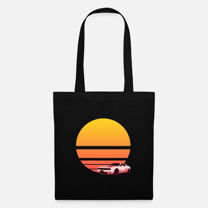 Synthwave Sunrise Car - Tote Bag - black