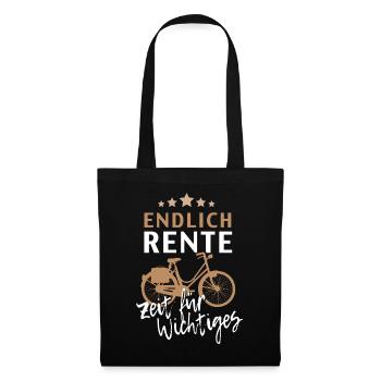 Rentner Rente Ruhestand Fahrrad Geschenk Hobby - Stoffbeutel - Schwarz - Vorne