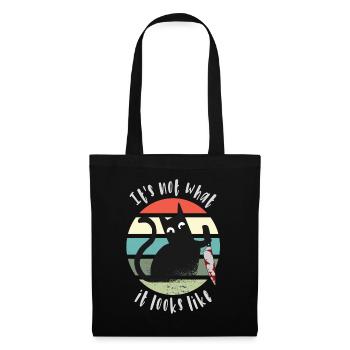 It's not what it looks like, Cat with knife - Tote Bag - black - Front